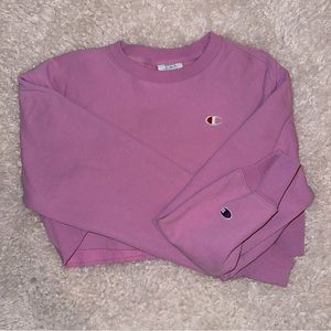 Champion Women's Reverse Weave Cropped Crewneck Sweatshirt Pink Size Small